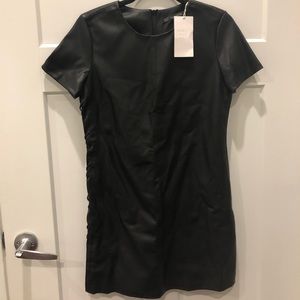 Zara faux leather short sleeve mini dress.